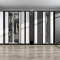 Built in Dark Gray and White Wardrobes with Hanging Clothes Folded Items and Storage Drawers