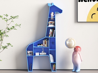 Modern Animal Shaped Bookshelf Children's Room Toy Storage Rack Kindergarten Storage Rack Giraffe Bookshelf model