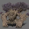 Mystical Tree Creature With Trunk Texture Purple Foliage Root Beard And Large Hands 3d model
