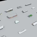 Assorted Components Scattered On Gray Surface With Different Shapes And Sizes 3d model