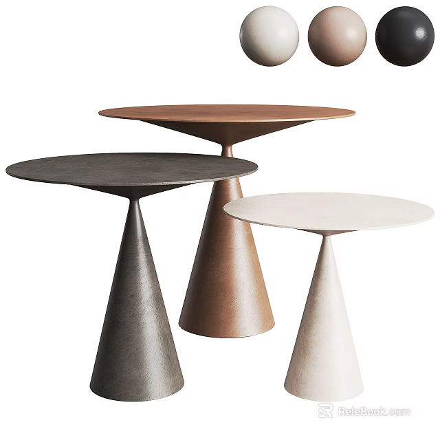 Modern Side Tables With Conical Base And Round Top In Neutral Tones 3d model 