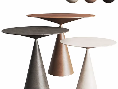 Modern Side Tables With Conical Base And Round Top In Neutral Tones 3d model