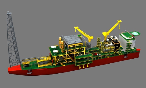 Offshore floating oil and gas production platform 3d model