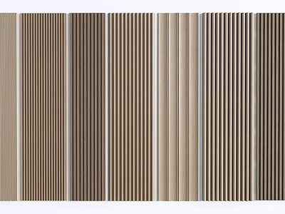 Wooden Wall Panels with Vertical Stripes and Neutral Color Tones for Interior Design 3d model