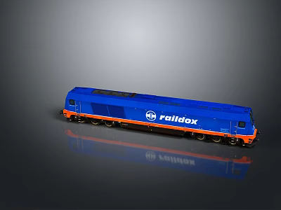 Blue Railbox Train Model Display With Shiny Exterior And Brand Logo 3d model