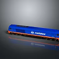 Blue Railbox Train Model Display With Shiny Exterior And Brand Logo