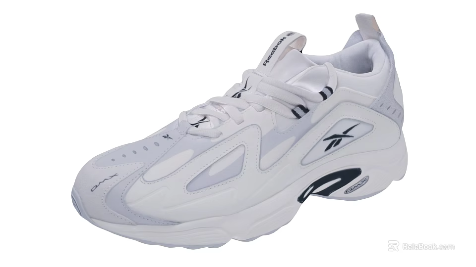 Reebok White And Light Gray Casual Sneakers With Chunky Sole And Brand Logo Design 3d model 