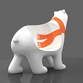 Cute Polar Bear Shaped Children's Chair with White Body and Orange Scarf Design
