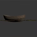 Old Wooden Boat Surrounded By Scattered Planks On White Surface 3d model