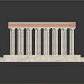 Ancient Greek Style Architectural Model With White Columns Red Top And Stepped Base