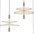 Sleek Modern Pendant Lights With Multiple Circular Rings And Metallic Frame Design 3d model
