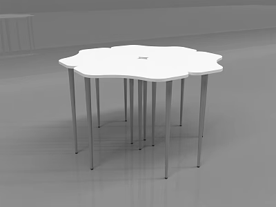 White Flower Shaped Table With Metal Legs Modern Interior Design 3d model