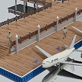 Aircraft docking on water platform 3d model