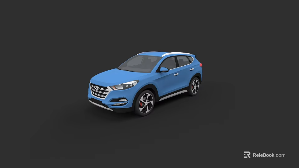 Blue Hyundai SUV With Sleek Exterior Design And Stylish Alloy Wheels 3d model 