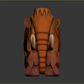 Orange Low Poly Woolly Mammoth Sculpture With Tusks Stripes And Pink Legs On Dark Background