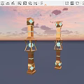 Future Architecture Design With Tall Geometric Pillars And Glowing Blue Accents
