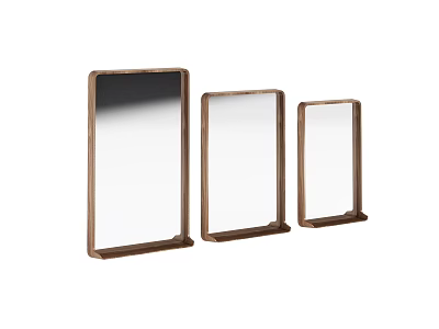 Bathroom Mirrors with Wooden Frames in Three Different Sizes for Home Decor 3d model
