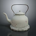 Vintage White Kettle with Metal Handle and Textured Base for Daily Household Use