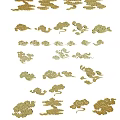Golden Cloud Pattern Carvings in Traditional Style on Black Background with Artistic Design