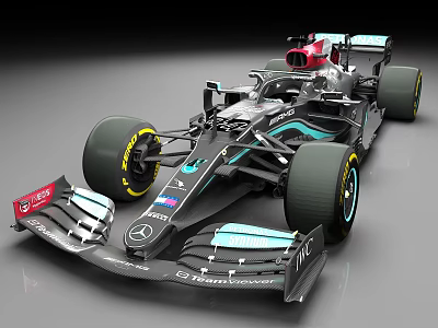 Mercedes Formula 1 Racing Car With Aerodynamic Front Wing And Large Tires 3d model
