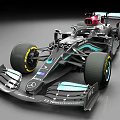 Mercedes Formula 1 Racing Car With Aerodynamic Front Wing And Large Tires