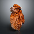 Realistic Fluffy Brown Camel With Thick Fur Standing Against Dark Background
