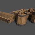 Traditional Wooden Buckets With Metal Hoops As Essential Agricultural Equipment For Farms