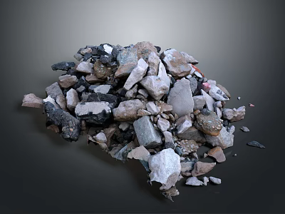 Raw Wood and Stone Materials in a Pile for Construction Projects 3d model