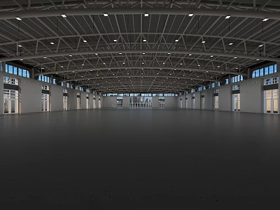 Spacious Liquor And Tobacco Store Interior With Metal Roof Windows And Dark Flooring 3d model