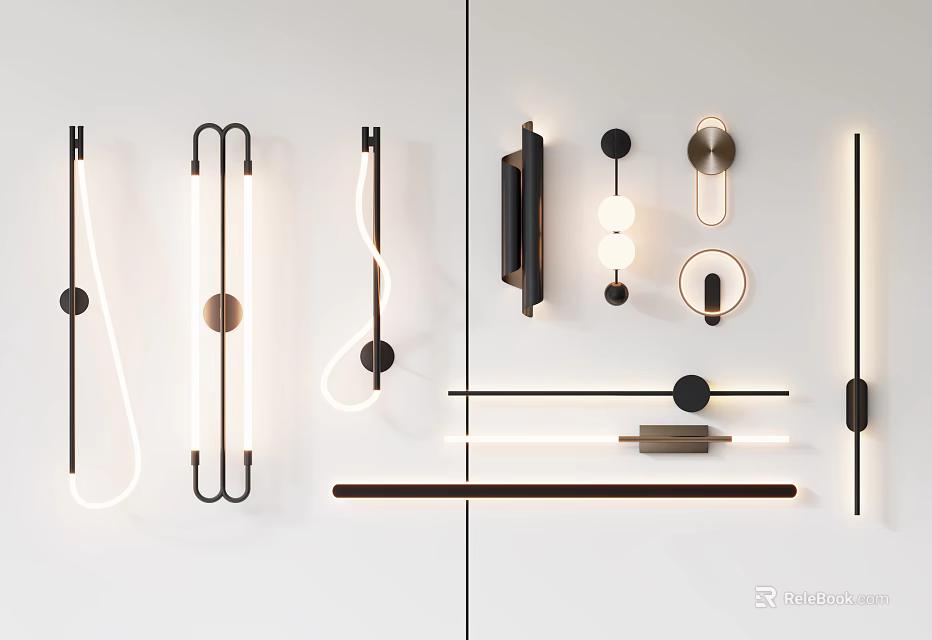 Modern Wall Lamps With Sleek Designs Geometric Shapes And Metallic Accents 3d model 