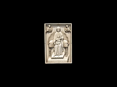 Intricate Carved Stone Wall Hanging With Religious Figures Design 3d model