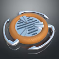 Futuristic Weapon Design Featuring Circular Orange Center And Silver Metal Blades