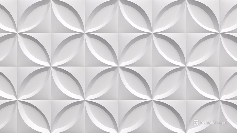 Modern White Background Wall With 3D Circular Geometric Pattern For Interior Design 3d model