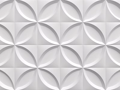 Modern White Background Wall With 3D Circular Geometric Pattern For Interior Design 3d model