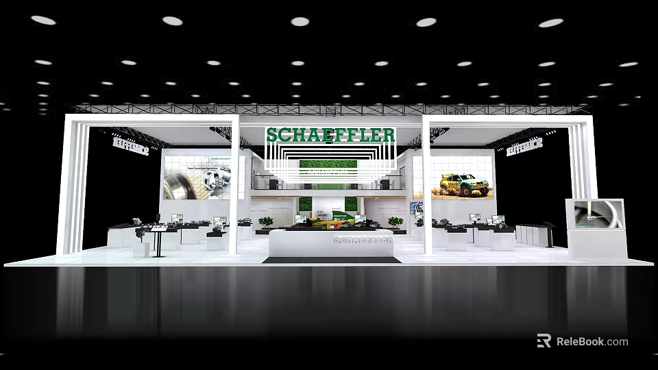 Schaeffler Exhibition Booth With Two Story Design Product Displays And Brand Signage Display Areas 3d model 
