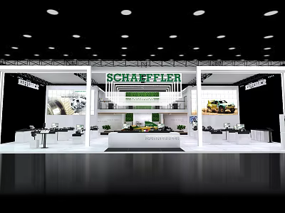 Schaeffler Exhibition Booth With Two Story Design Product Displays And Brand Signage Display Areas 3d model