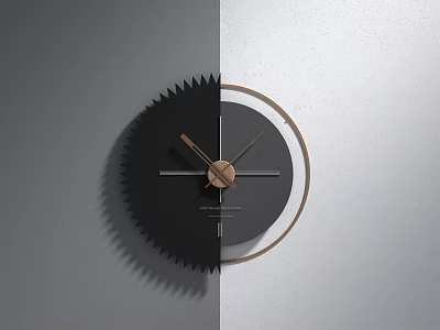 Modern Wall Clock With Gear Design Black And Gold Minimalist Home Decor 3d model