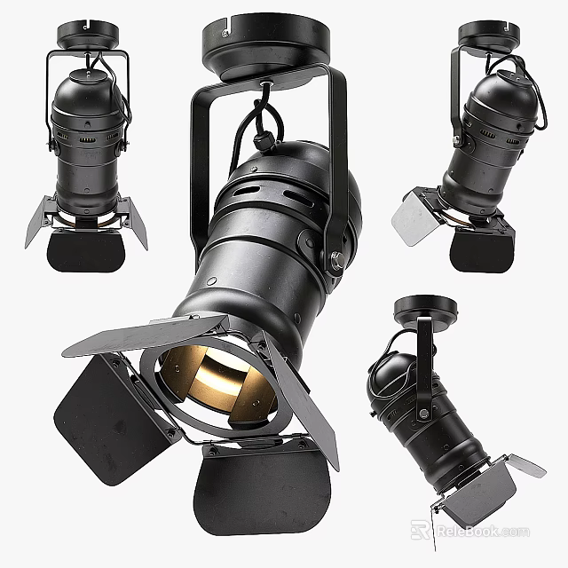 Modern Black Adjustable Downlights and Spotlights with Ceiling Mount Lighting Design 3d model 
