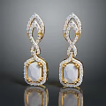 Elegant Gold Plated Earrings Inlaid With White Gemstone And Crystal Accents For Women Fashion Accessories
