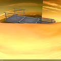 Industrial Metal Platform Equipment With Steel Frame Grated Floor Guardrails And Yellow Warning Strips