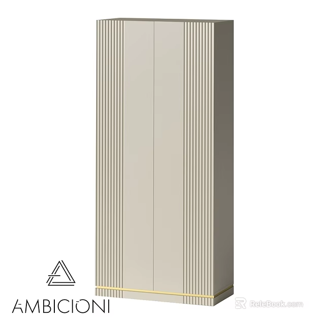 Modern Minimalist Beige Chest of Drawers With Vertical Stripes And Storage Function 3d model 