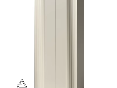 Modern Minimalist Beige Chest of Drawers With Vertical Stripes And Storage Function 3d model