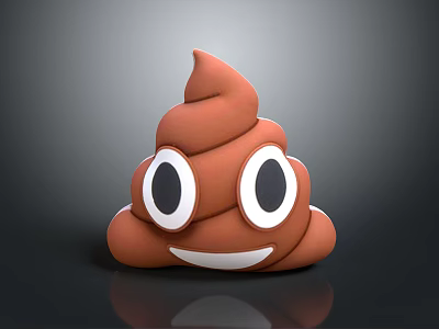 Cute Poop Shaped Cartoon Decorative Ornament Set With Big Eyes Smiling Face And Brown Color 3d model