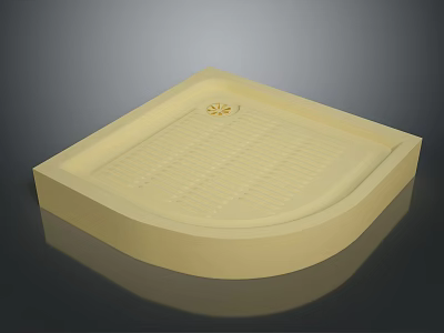 Square Light Yellow Shower Tray With Flower Pattern And Drainage Channels 3d model