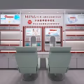 MINA Department Beauty Products Display Cabinet With Lighted Shelves Chairs And Table