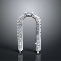 Scenic White Arched Structure With Intricate Carvings Gray Background And Reflection 3d model