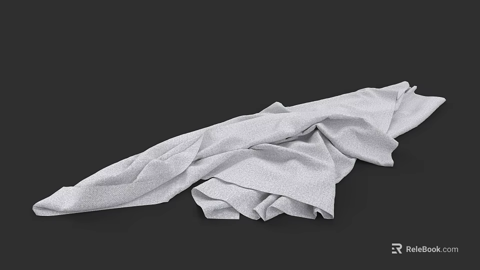 Gray Folded Towel with Soft Fabric Texture on Black Background 3d model 