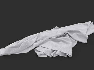 Gray Folded Towel with Soft Fabric Texture on Black Background 3d model