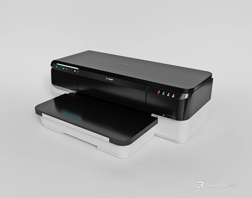 Sleek Black Office Printer with Compact Design and Control Panel for Workspace Use 3d model 