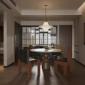 Elegant Modern Living Dining Room Interior With Beige Sofa Wooden Coffee Table And Decor